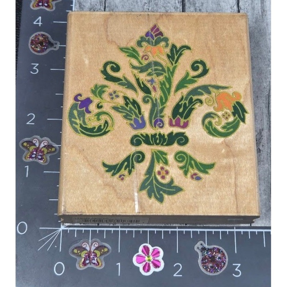 Rubber Stampede Ornate Fleur De Lis A2376 Rubber Stamp Wood #S1
